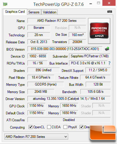 Sapphire R7 260X GPU-Z Base