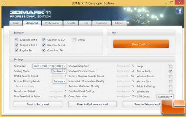 AMD Mullins 3DMark 11 Setrtings