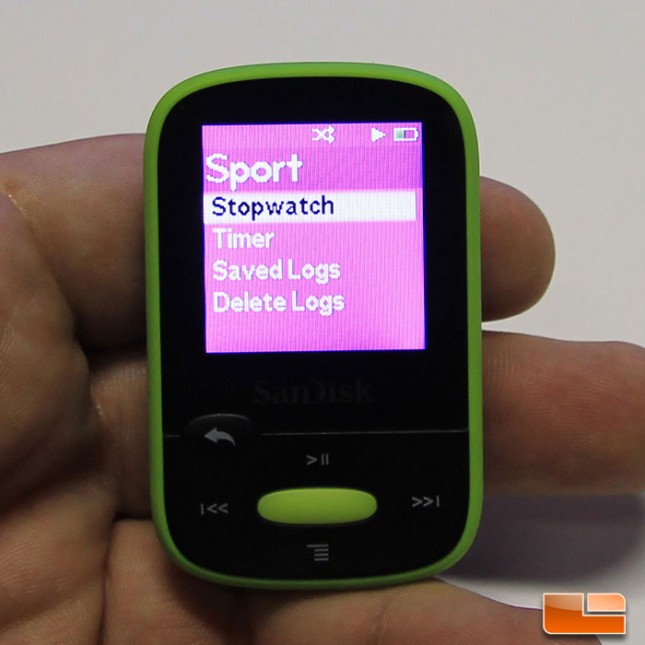 SanDisk Clip Sport Menu