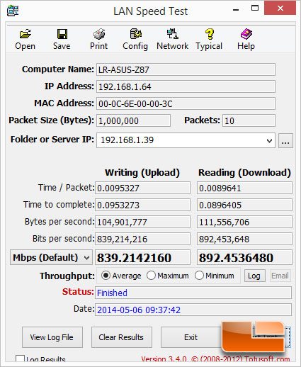 ASUS Z97-Pro Wi-Fi ac Network Performance