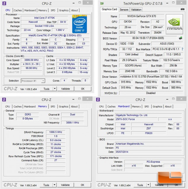 GIGABYTE Z97X-SOC Force Test System Settings