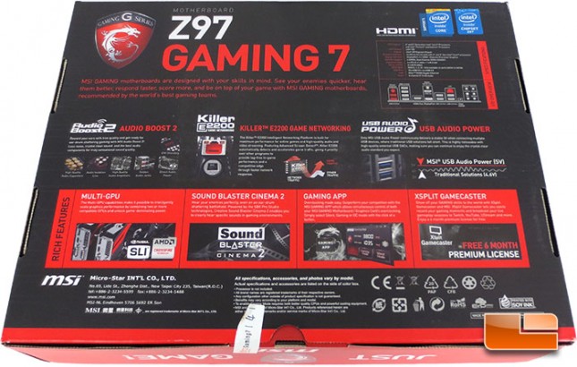 MSI Z97 Gaming 7 Intel Z97 Motherboard Retail Packaging