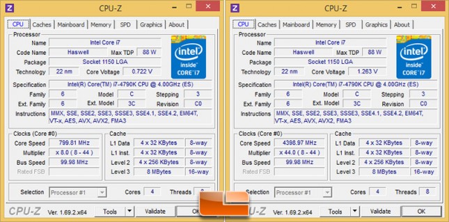 Intel Core i7-4790K CPU Clocks