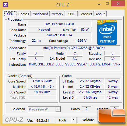 Intel Pentium G3258 at 4.8GHz