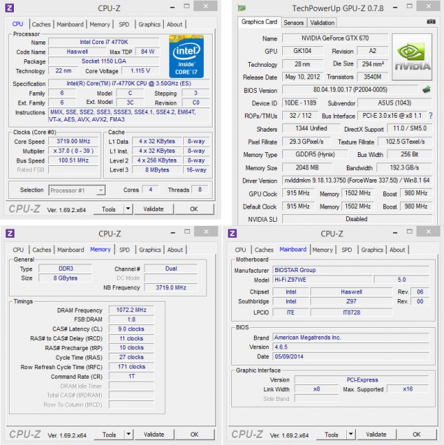 BIOSTAR Hi-Fi Z97WE Test System Settings