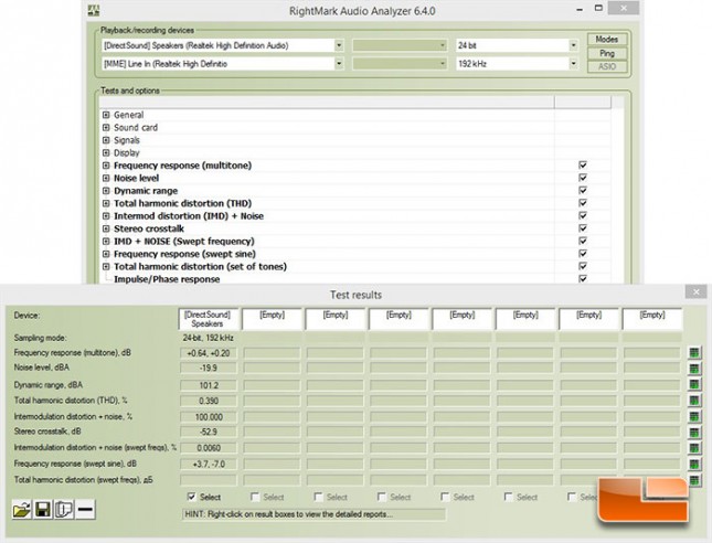 Rightmark Audio Analyzer Performance Testing