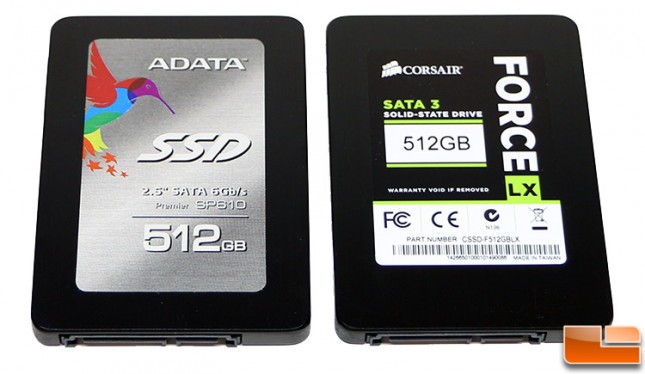 ADATA SP610 512GB and Corsair Force LX 512GB SSDs