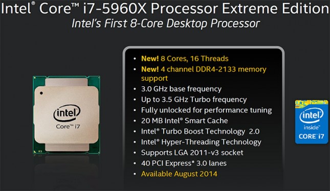 Intel Core i7-5960x CPU Highlights