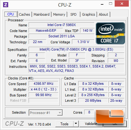 ASUS X99-Deluxe Intel Core i7-5960X Overclocking Results