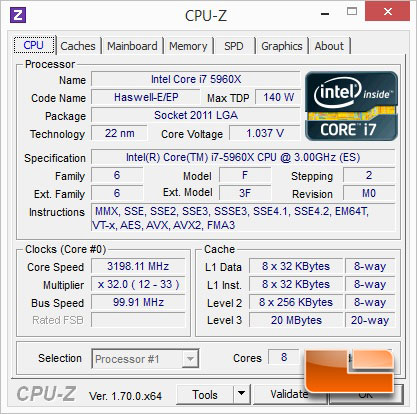 ASUS X99-Deluxe Intel Core i7-5960X CPUz