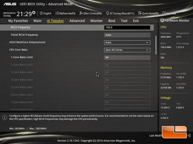 ASUS X99-Deluxe Overclocking Results