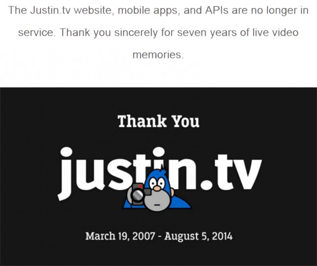 Justin.tv Closes Down