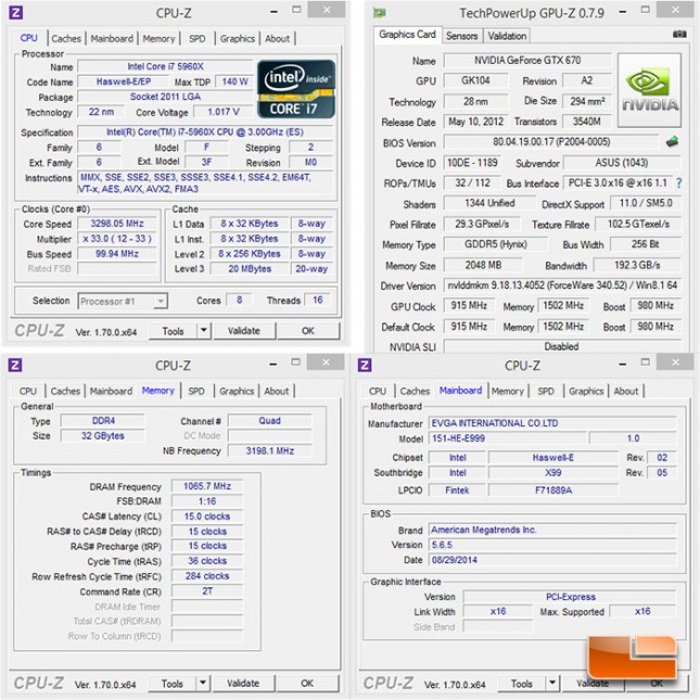 EVGA X99 Classified Test System Settings