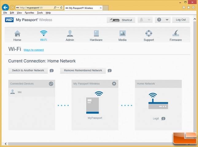 WD My Passport Wireless Setup User Interface