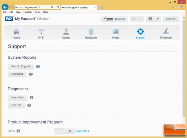 WD My Passport Wireless Setup User Interface