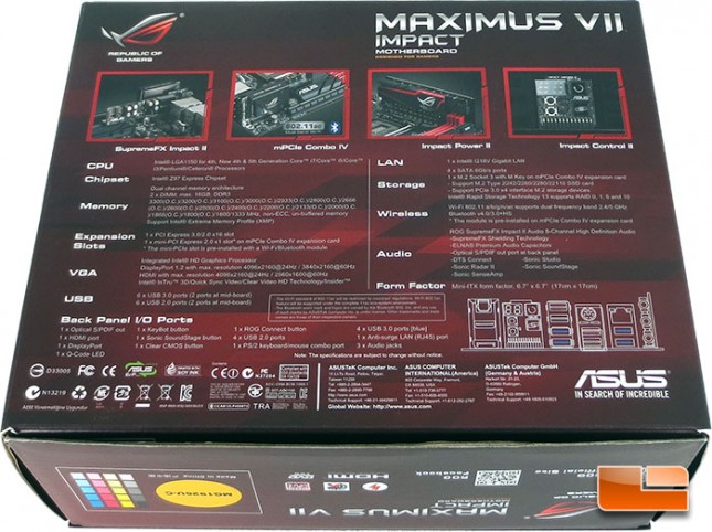 ASUS Maximus VII Impact Motherboard Retail Packaging