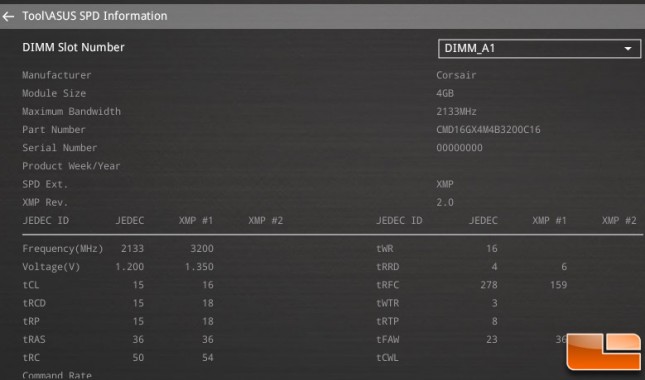 Corsair Dominator Platinum DDR4 SPD Settings