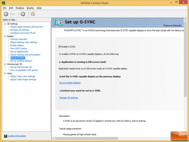 NVIDIA G-Sync Setup