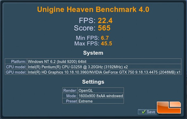 Unigine Heaven 4.0 Extreme Benchmark Results