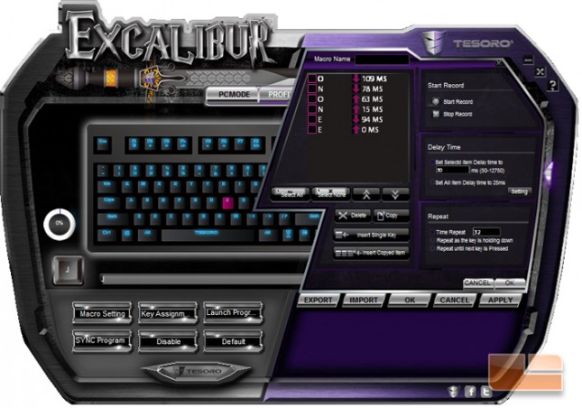 Tesoro Excalibur Software