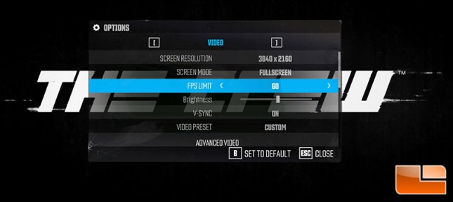 Ubisoft The Crew Video Options