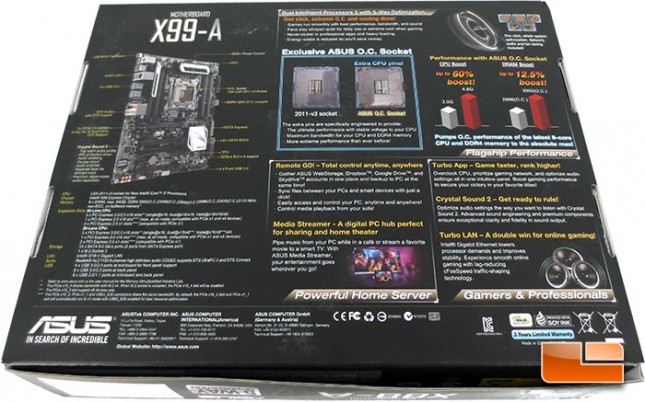 ASUS X99A Intel X99 Motherboard Retail Packaging