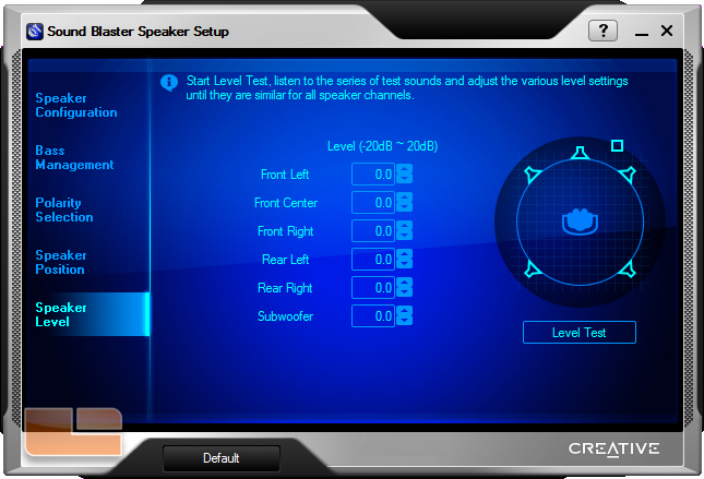 Sound Blaster Speaker Setup