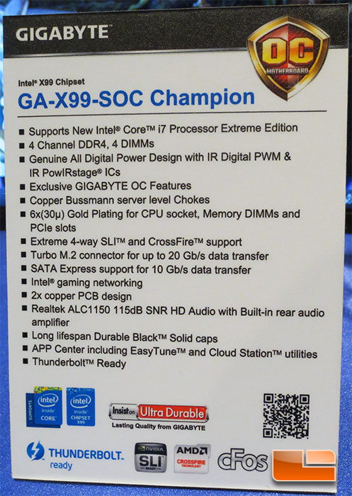 GIGABYTE X99-SOC Champion Intel X99 Motherboard