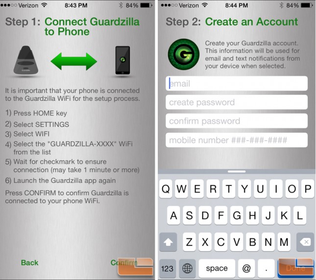 Guardzilla App Screen Set Up