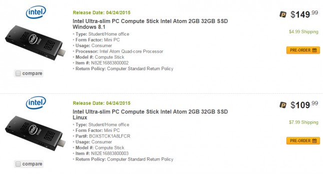 intel compute stick preorder