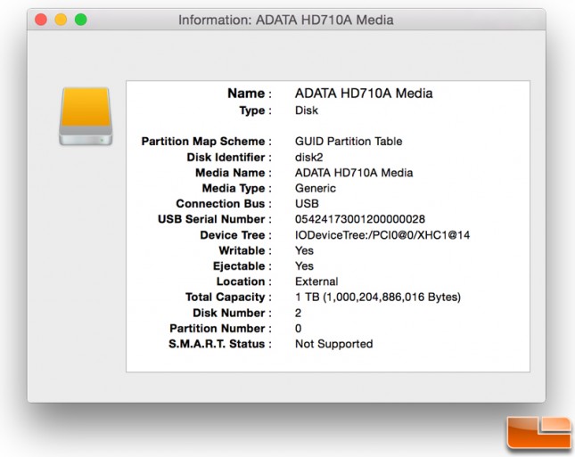 ADATA HD710A Disk Utility