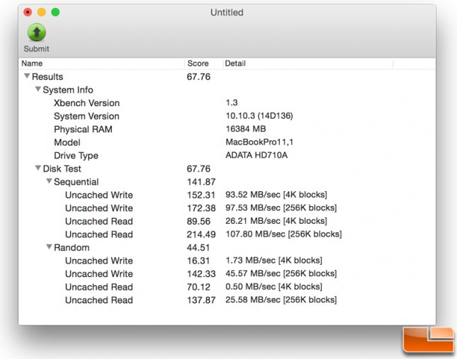 ADATA HD710A Xbench