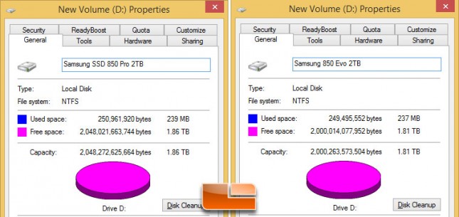 Samsung SSD 850 2TB Capacities