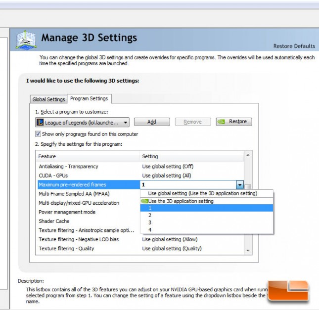 GeForce Control Panel Latency Optimization