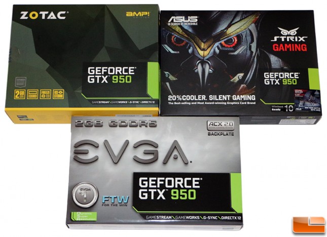 ASUS EVGA Zotac GeForce GTX 950 Roundup