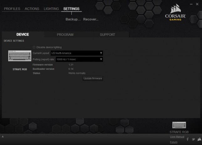 08 - Corsair Strafe RGB - Settings - Device
