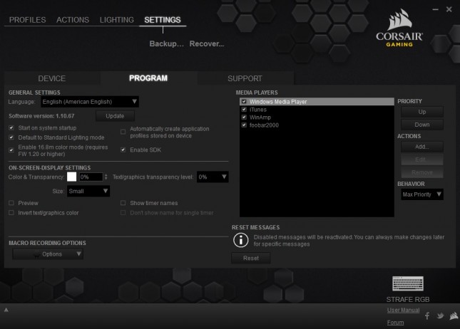 09 - Corsair Strafe RGB - Settings - Program