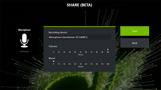 NVidia GeForce Beta Advanced Mic Controls