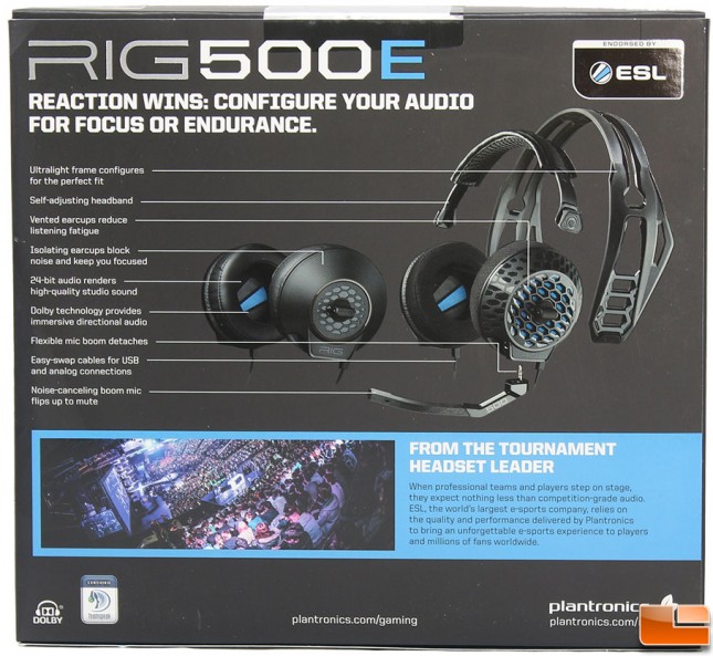 Plantronics RIG 500E Packaging Back