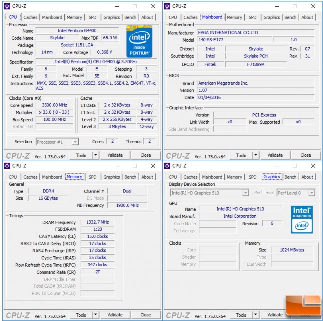 Intel Pentium G4400 CPUz