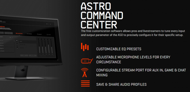 Astro A50 wireless gaming headset command station