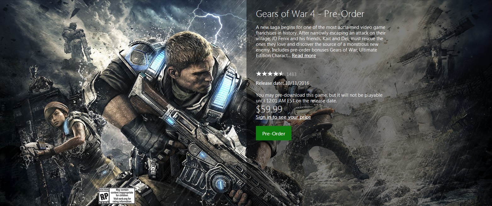 Gears of War: Ultimate Edition Windows 10 [Digital Code] 