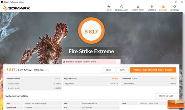 AMD Radeon RX 480 Fire Strike Overclocked