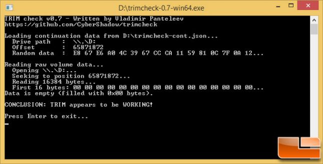 Crucial MX300 TRIM Command Check