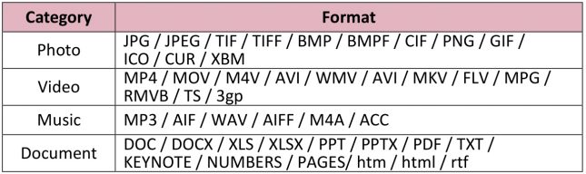 JetDrive Go 300 File Types