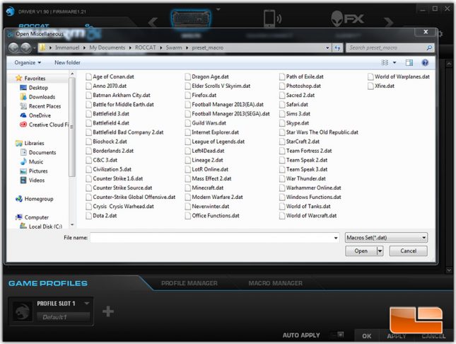 ROCCAT Swarm - macro presets