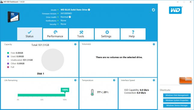 WD SSD Dashboard