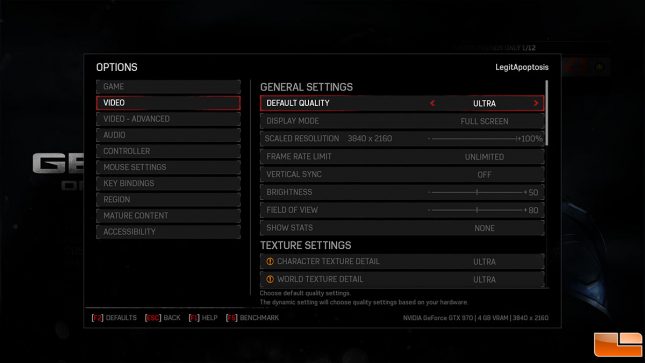 Gears of War 4 Graphics Options