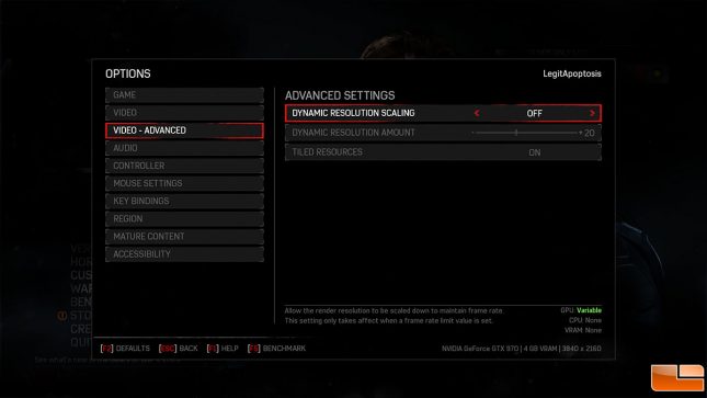 Gears of War 4 Graphics Options