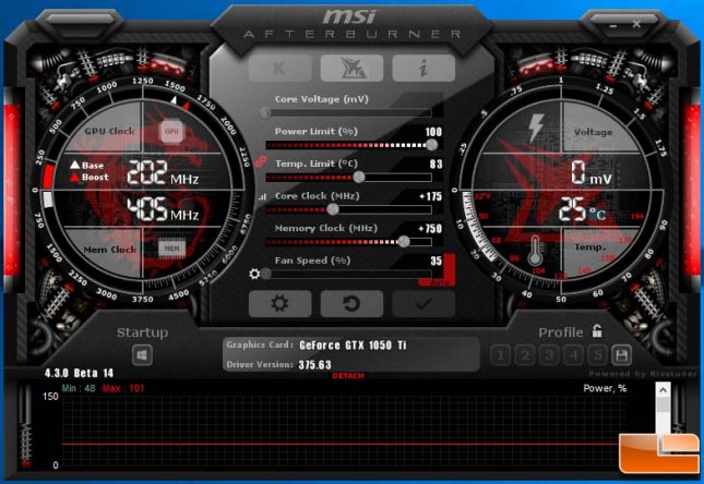 MSI Afterburner Overclock GeForce GTX 1050 Ti